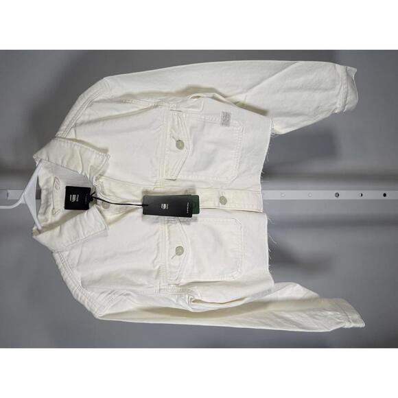 NWT G-Star RAW Women’s Cropped Wander Denim Jacket Chalk White Size Medium - Picture 5 of 10